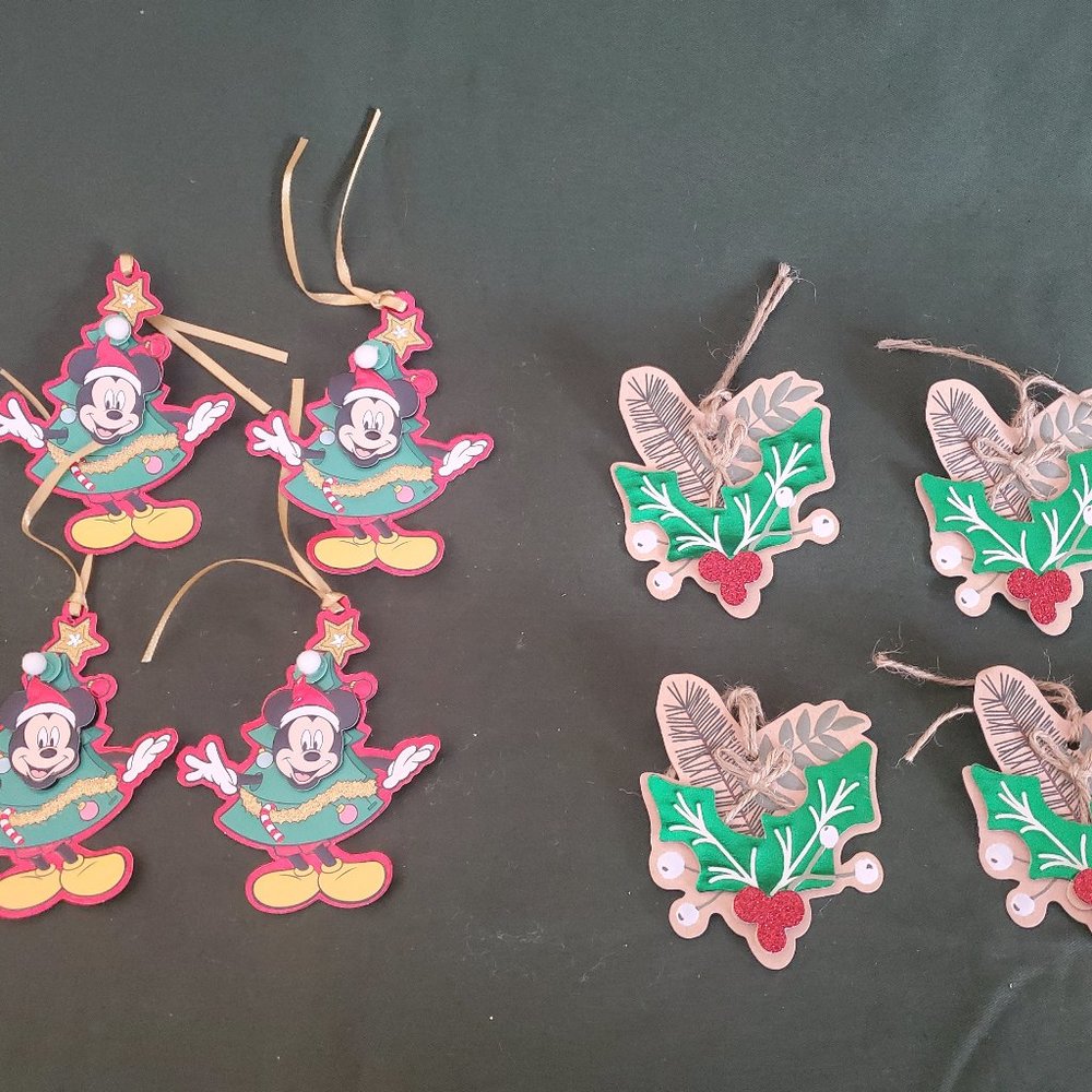 Christmas Gift Tags Ornaments 4 Mickey Disney Tags and 4 The Holly & The Ivy
